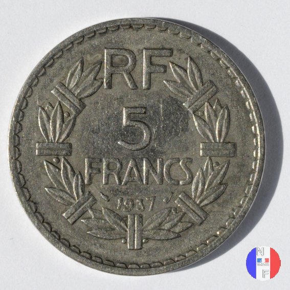 5 franchi Lavrillier - nickel 1937 (Parigi)