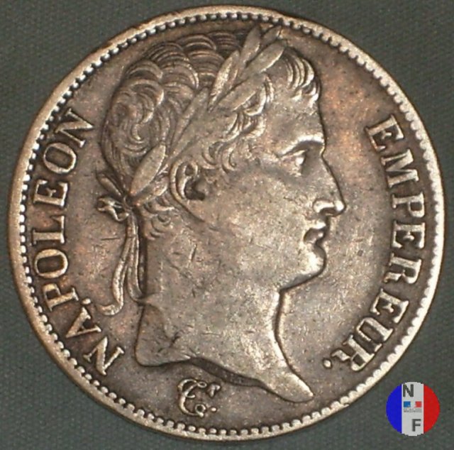 5 franchi - testa laureata, tipo Empire 1809 (Rouen)