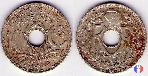 10 centesimi Lindauer - maillechort 1939 (Parigi)