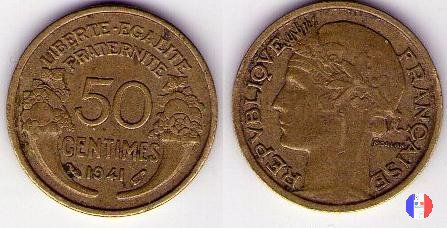 50 centesimi Morlon - bronzo-alluminio 1941 (Parigi)