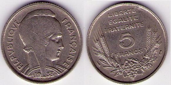 5 franchi Bazor 1933 (Parigi)