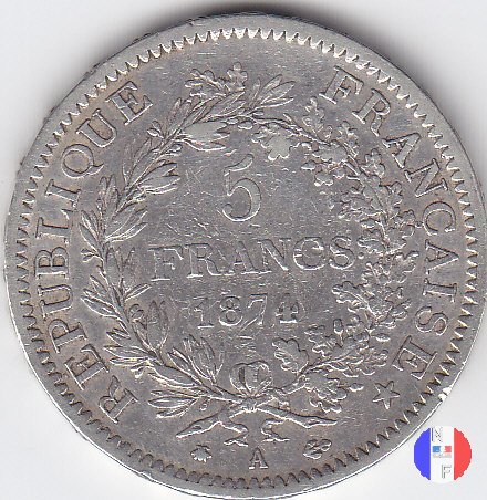 5 franchi Ercole 1874 (Parigi)