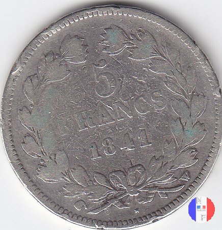 5 franchi - testa coronata 1841 (Lilla)