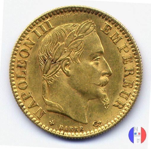 10 franchi - testa laureata 1864 (Strasburgo)