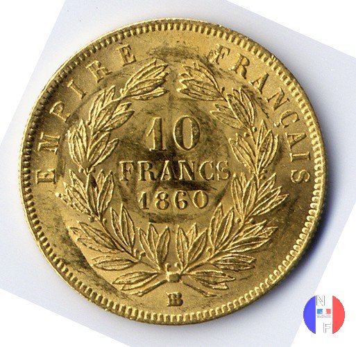 10 franchi - testa nuda, grande modulo 1860 (Strasburgo)