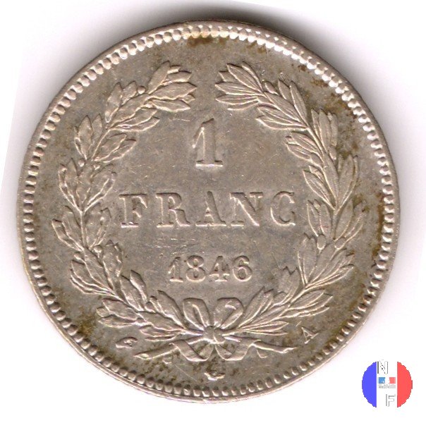 1 franco - testa coronata 1846 (Parigi)