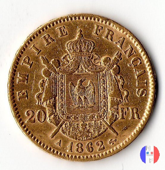 20 franchi - testa laureata 1862 (Parigi)