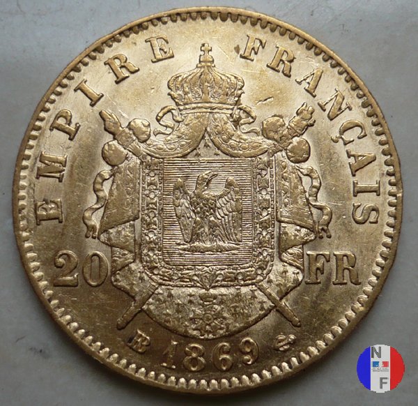 20 franchi - testa laureata 1869 (Strasburgo)