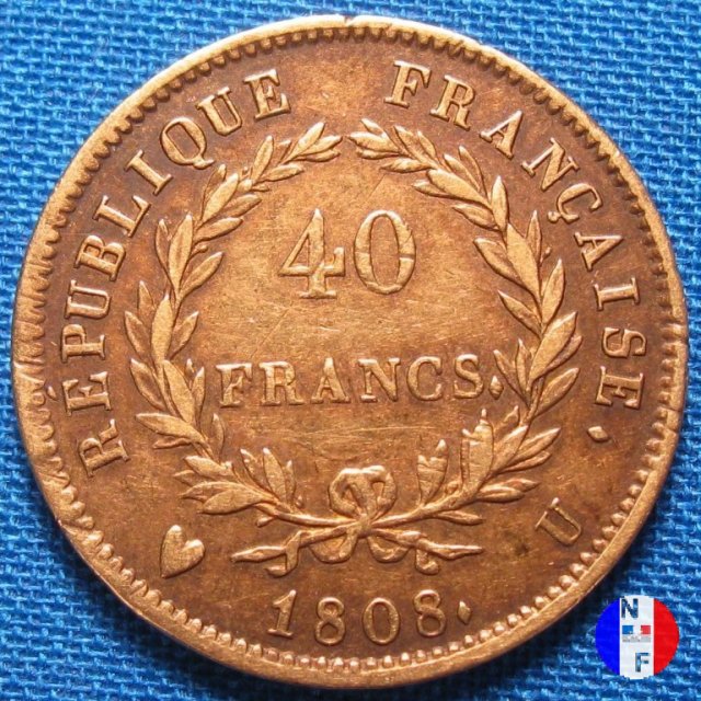 40 franchi - testa laureata, tipo Republique 1808 (Torino)