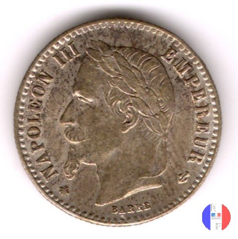 50 centesimi - testa laureata 1867 (Parigi)