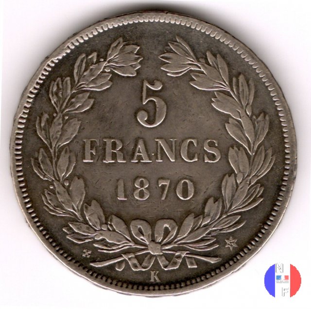 5 franchi Cerere - senza legenda 1870 (Bordeaux)
