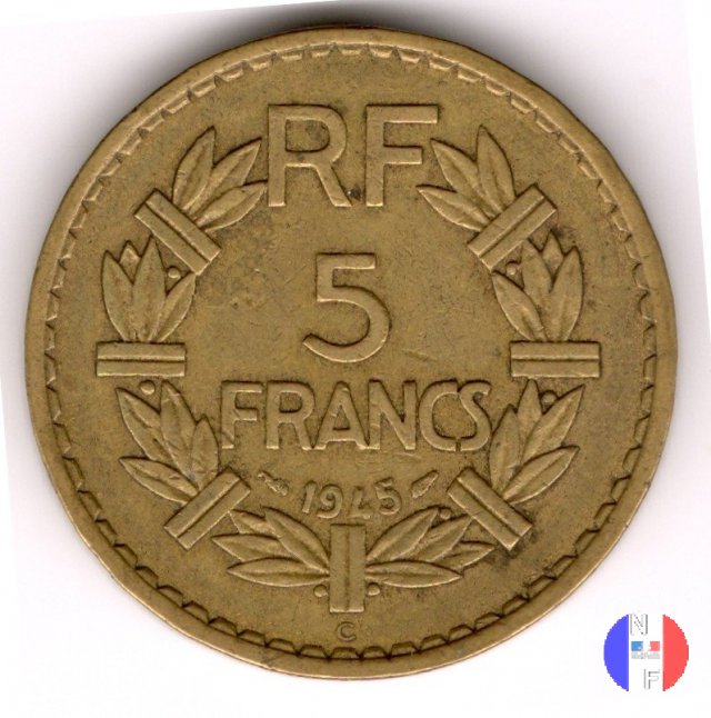 5 franchi - bronzo-alluminio 1945 (Castelsarrasin)