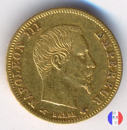 5 franchi oro - testa nuda, grande modulo 1857 (Parigi)