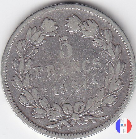 5 franchi - testa coronata 1831 (Rouen)