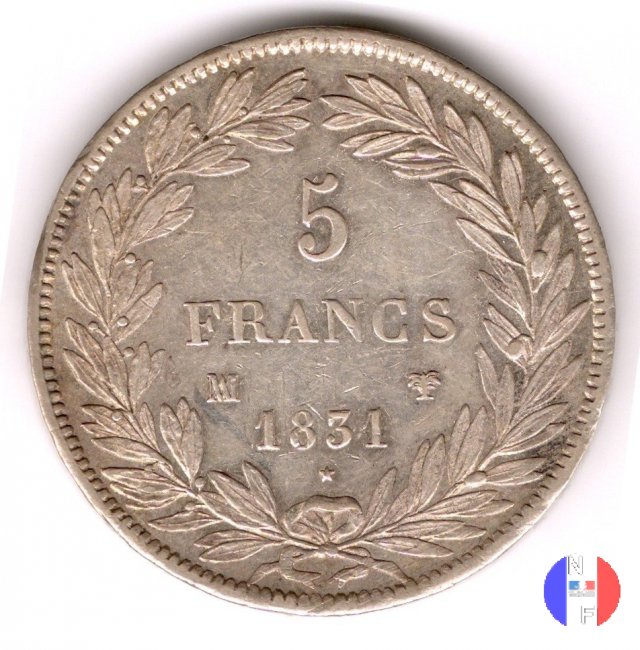 5 franchi - testa nuda 1831 (Marsiglia)