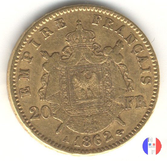 20 franchi - testa laureata 1862 (Parigi)