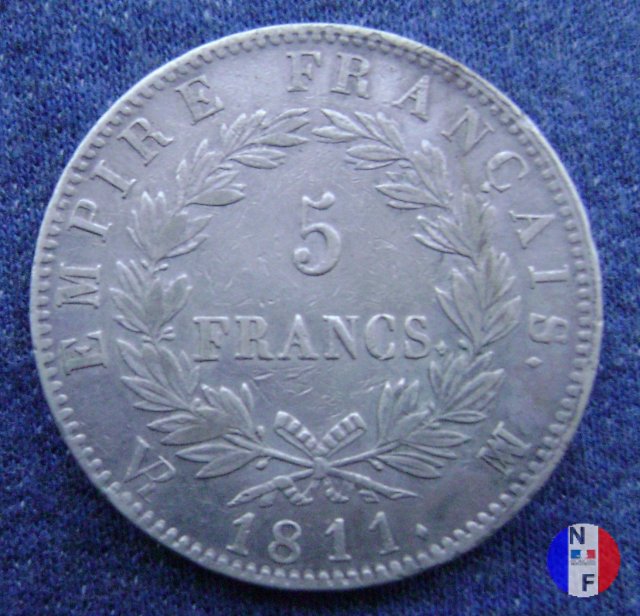 5 franchi - testa laureata, tipo Empire 1811 (Marsiglia)