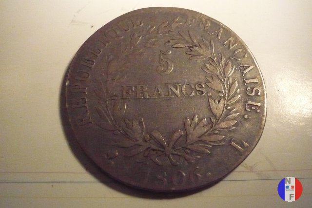 5 franchi - testa nuda 1806 (Bayonne)