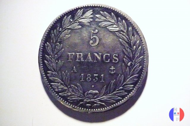 5 franchi - testa nuda 1831 (Parigi)