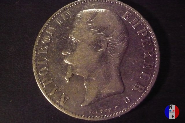 5 franchi - testa nuda 1855 (Lione)