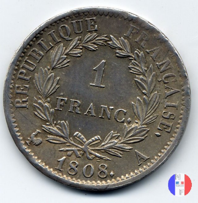 1 franco - testa laureata, tipo Republique 1808 (Parigi)