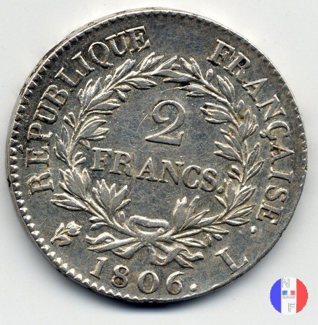 2 franchi - testa nuda 1806 (Bayonne)