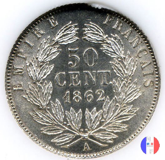 50 centesimi - testa nuda 1862 (Parigi)