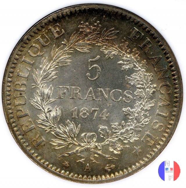 5 franchi Ercole 1874 (Parigi)