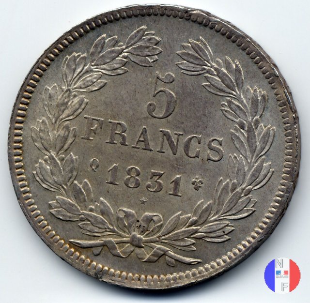 5 franchi - testa coronata 1831 (Perpignan)