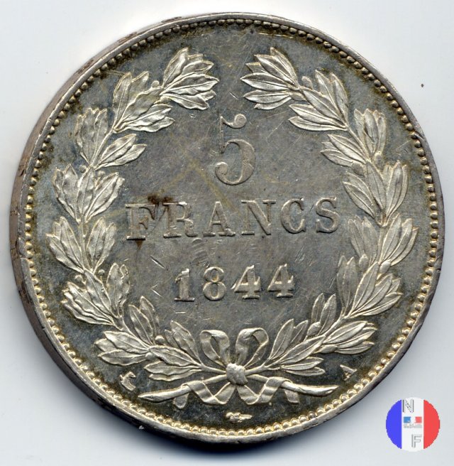 5 franchi - testa coronata 1844 (Parigi)