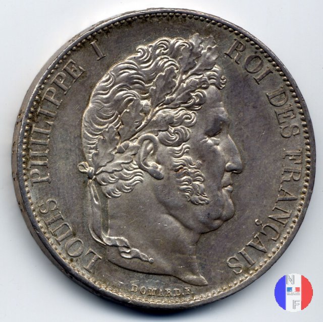 5 franchi - testa coronata 1844 (Parigi)