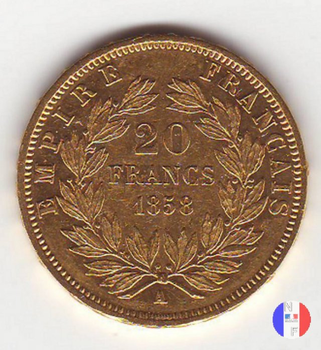 20 franchi - testa nuda 1858 (Parigi)