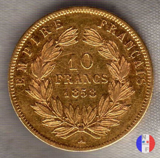 10 franchi - testa nuda, grande modulo 1858 (Parigi)