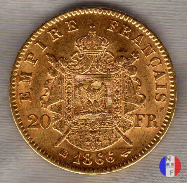 20 franchi - testa laureata 1866 (Strasburgo)