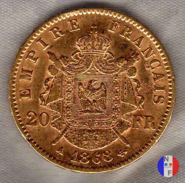 20 franchi - testa laureata 1868 (Parigi)