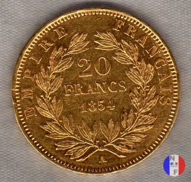 20 franchi - testa nuda 1854 (Parigi)