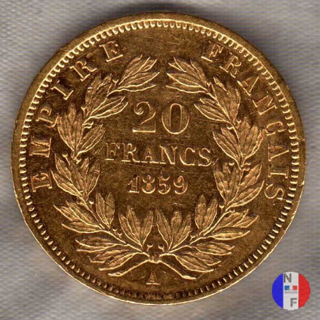 20 franchi - testa nuda 1859 (Parigi)