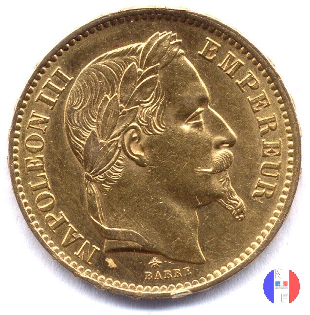 20 franchi - testa laureata 1867 (Parigi)