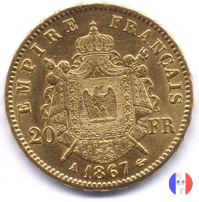 20 franchi - testa laureata 1867 (Parigi)