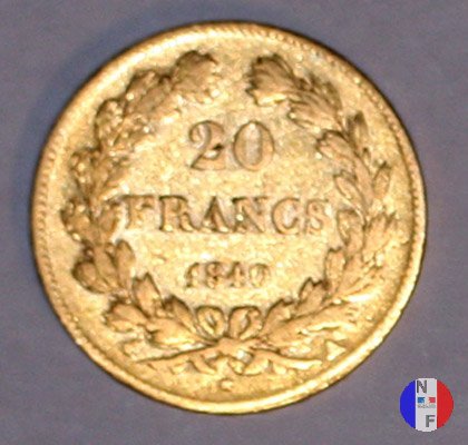 20 franchi - testa coronata 1840 (Parigi)