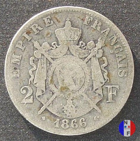 2 franchi - testa laureata 1866 (Strasburgo)