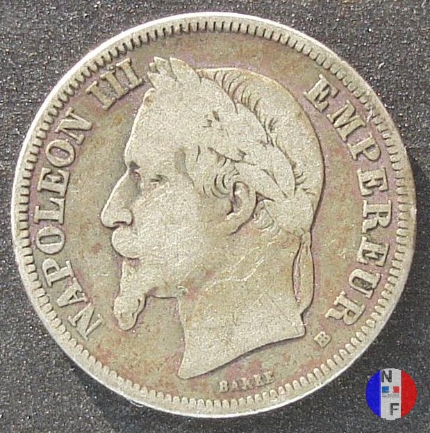 2 franchi - testa laureata 1866 (Strasburgo)