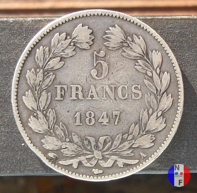 5 franchi - testa coronata 1847 (Parigi)