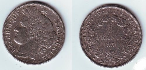 5 franchi Cerere 1851 (Parigi)