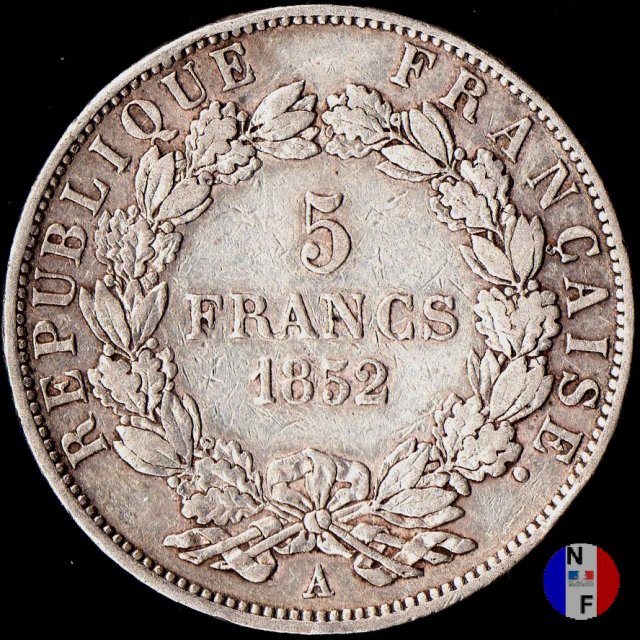 5 franchi Bonaparte 1852 (Parigi)