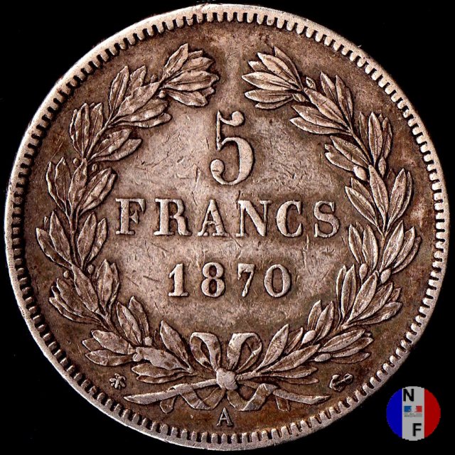 5 franchi Cerere - senza legenda 1870 (Parigi)