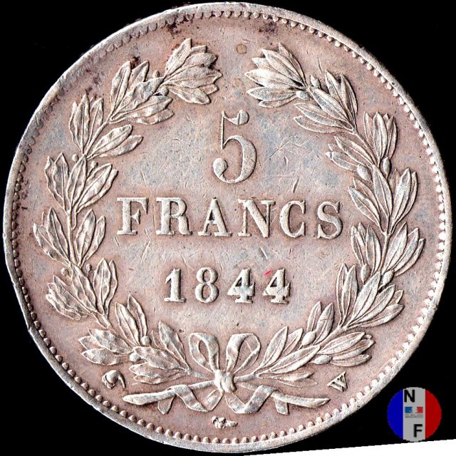 5 franchi - testa coronata 1844 (Lilla)