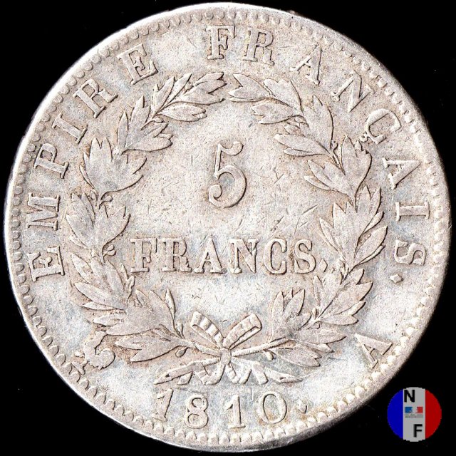 5 franchi - testa laureata, tipo Empire 1810 (Parigi)