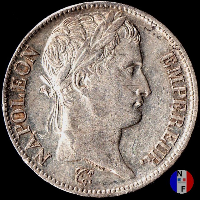 5 franchi - testa laureata, tipo Republique 1808 (Parigi)