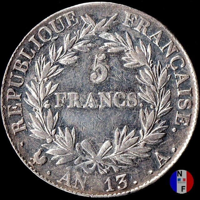 5 franchi - testa nuda 1804-1805 (Parigi)